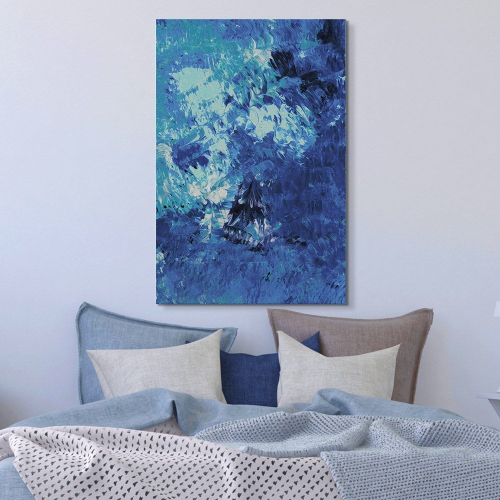 wall26 Canvas Wall Art Oil Painting Style Abstract Blue Artwork