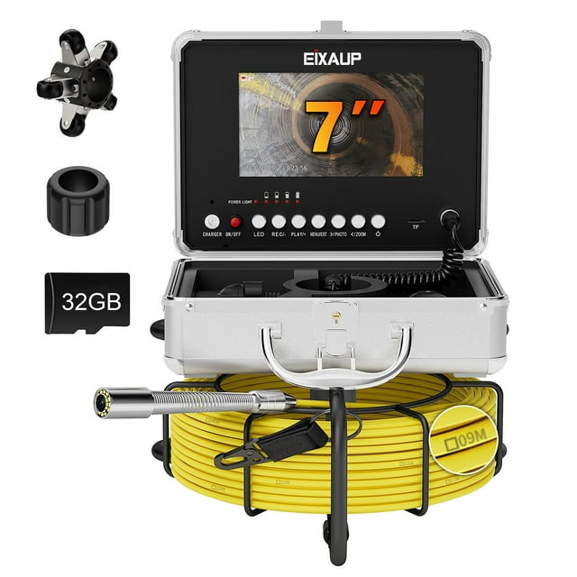 Cámara de alcantarillado EIXAUP, 30 m, inspección de tuberías, 23 mm, 1080P HD DVR