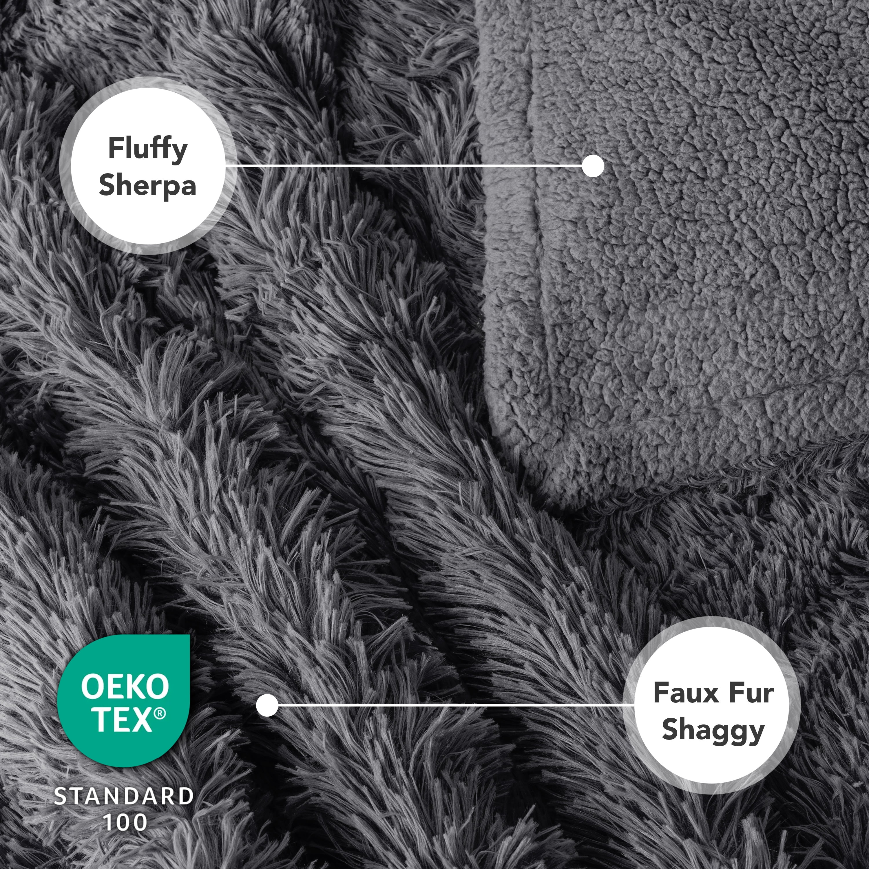 PetAmi WATERPROOF Dog Blanket For Large Dog, Calming Pet Blanket Bed Couch Cover Protector, Washable Sherpa Faux Fur Throw for Sofa Furniture Protection, Soft Fluffy 60x80 Gray
