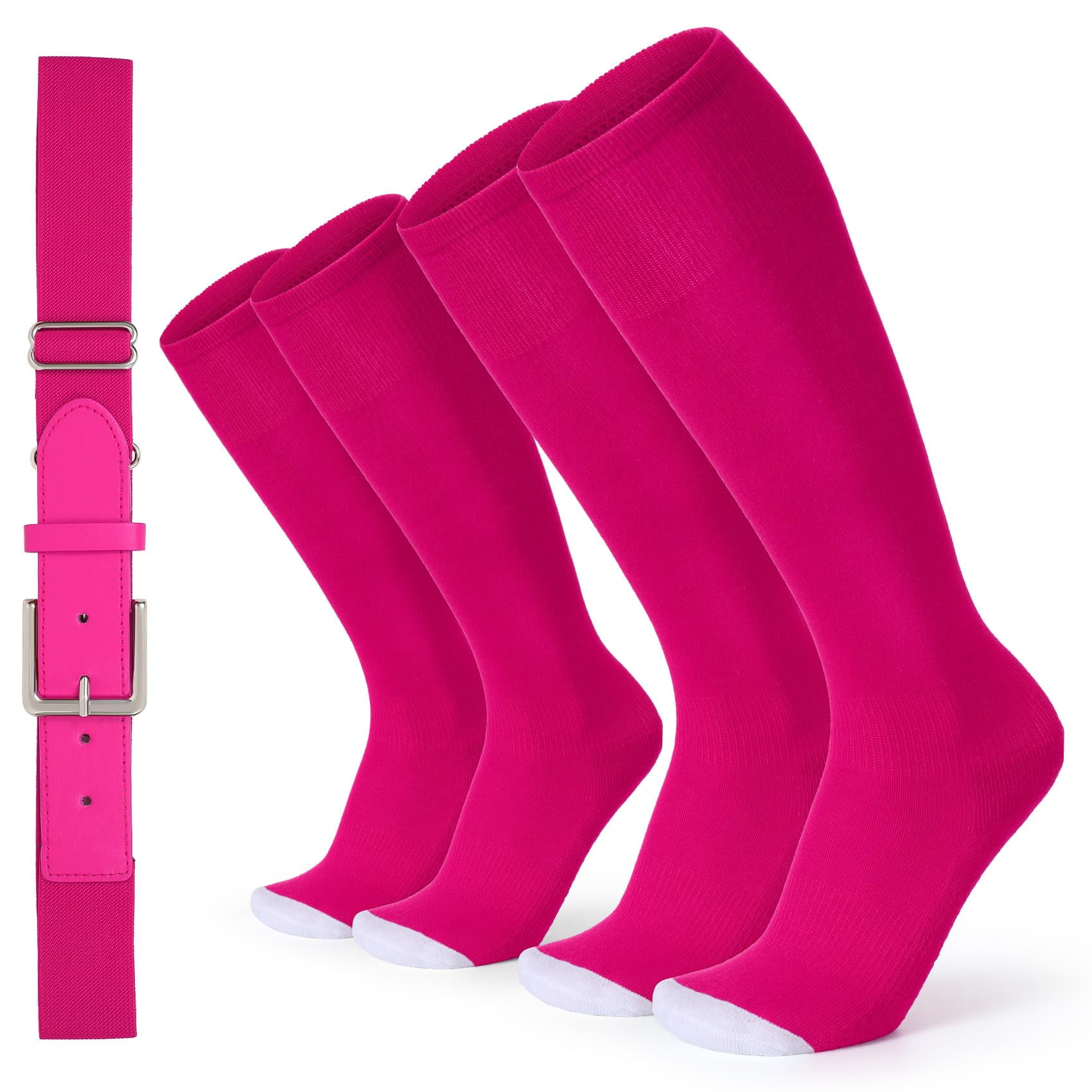 WHIPPY Baseball Socks and Belt for for Youth Kids Softball Socks Elastic Belts for Boys Girls