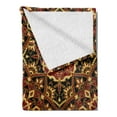 thumbnail image 2 of Turkish Pattern Soft Flannel Fleece Throw Blanket, Byzantine Old Ornament in Dark Colors Medieval Mosaics, Cozy Plush for Indoor and Outdoor Use, 70" x 90", Ruby Mustard Black, by Ambesonne, 2 of 5