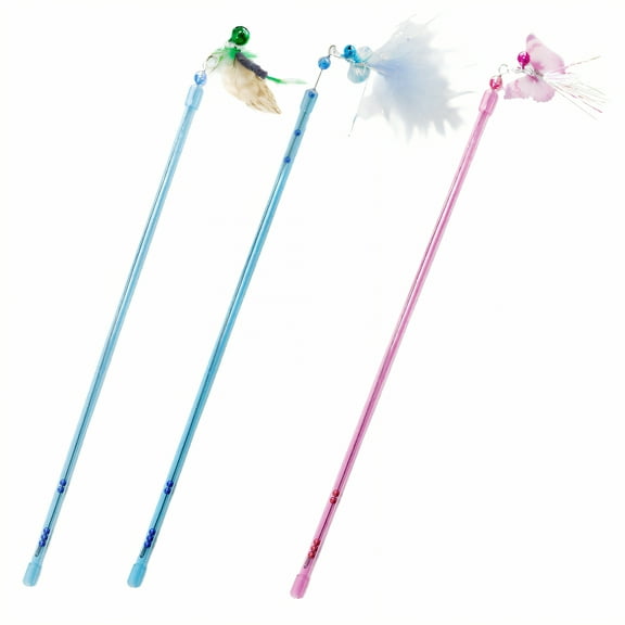 BESTSKY 3Pcs Kitten Toys,Maximum Fun Cat Enrichment Toys for Indoor Cats,Engaging and Active Play Cat Wands for Indoor Cats,Style1