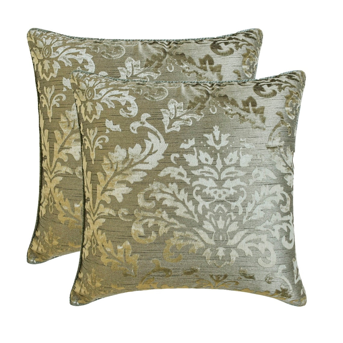 The HomeCentric Decorative Throw Pillow cover Silver Pack of 2, 26"x26" (65x65 cm) Burnout Velvet Damask Pillow Shams, Damask Modern Cushion Cover Style - Damask Frost