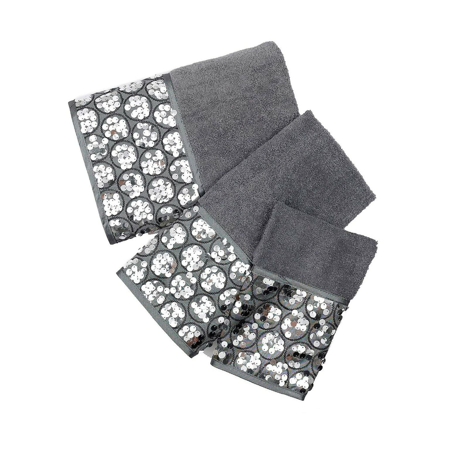 Popular Bath Bath Towels, Sinatra Collection, 3Piece Set, Silver