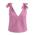 thumbnail image 4 of ZVNAΖH Women's V-Neck Tie Shoulder Tank Top, Linen Sleeveless Cami for Summer Casual, M-3XL, 4 of 5
