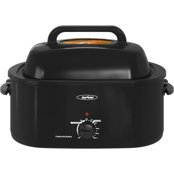 May in Color 26-Quart Turkey Roaster with Unique Defrost/Warm Function, Viewing Lid