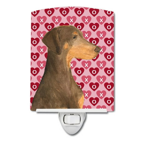 

Caroline s Treasures SS4479CNL Doberman Hearts Love and Valentine s Day Portrait Ceramic Night Light 6x4x3 multicolor