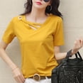 thumbnail image 5 of Women's Loose Fit V-Neck Summer Top Short Sleeve Pullover Solid Color Casual Tee Comfortable and Breathable for Everyday, 5 of 7