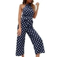 thumbnail image 2 of Gibobby pantalones siameses de pierna ancha Pantalones de verano Pierna ancha suelta Mono de lunares a la moda Diseño simple y exquisito(Azul， XL), 2 of 2