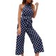 thumbnail image 2 of Gibobby pantalones siameses de pierna ancha Pantalones de verano Pierna ancha suelta Mono de lunares a la moda Diseño simple y exquisito(Azul， M), 2 of 2