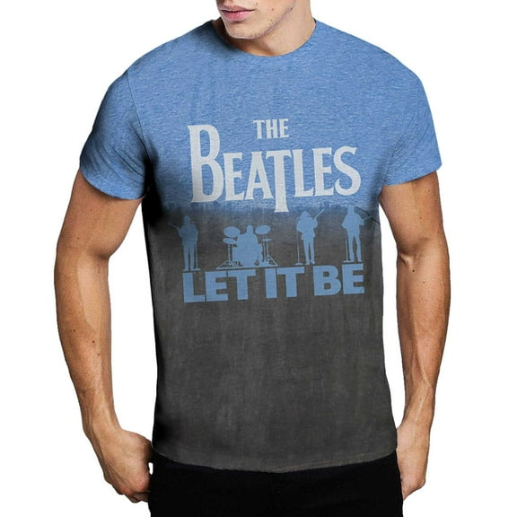 Men's Beatles Let It Be Split (Dip-Dye) Tie Dye T-shirt Small Blue