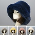 thumbnail image 3 of Lomubue Bucket Hat Oversized Fluffy Wide Brim Soft Thickened Ear Protection Faux Fur Winter Thermal Women Fisherman Cap for Daily Life, 3 of 10