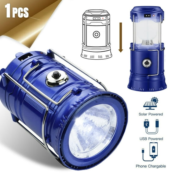 LED Camping Lantern, Super Bright, Battery/Solar energy/Charging cable Powered, IPX4 Water Resistant, Portable Emergency Lights for Hurricane, Storms, Outages, Collapsible,1 Packs