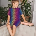 thumbnail image 4 of Balery Leopard Neon Rainbow Gradient Conjunto de Pijama Infantil de Manga Corta con Estampado – Ropa de Dormir de Algodón Suave-Small, 4 of 6