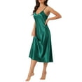 thumbnail image 4 of INSPIRE CHIC Women's Satin Nightgowns V-Neck Camisole Lounge Pajamas Long Silky Dress M Dark Green, 4 of 6