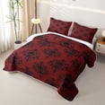thumbnail image 3 of Homewish Boho Skull Skeleton Quilt King,Retro Red Damask King Coverlet Set,Halloween Duvet,3-Piece, 3 of 7