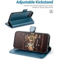 thumbnail image 4 of iPhone 13 Pro Case, iPhone 13 Pro 5G Case[Card Holder][Kickstand] [TPU Inner Shell][RFID Blocking] Flip Phone Cover Compatible for 6.1 Inch iPhone 13 Pro -Black - 3 Rear Cameras (Peacock Blue), 4 of 7