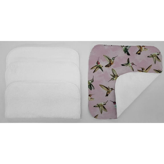 Hummingbirds Washcloths (Set of 4) by Penny's Needful Things (Towel Color: White) (Pink)