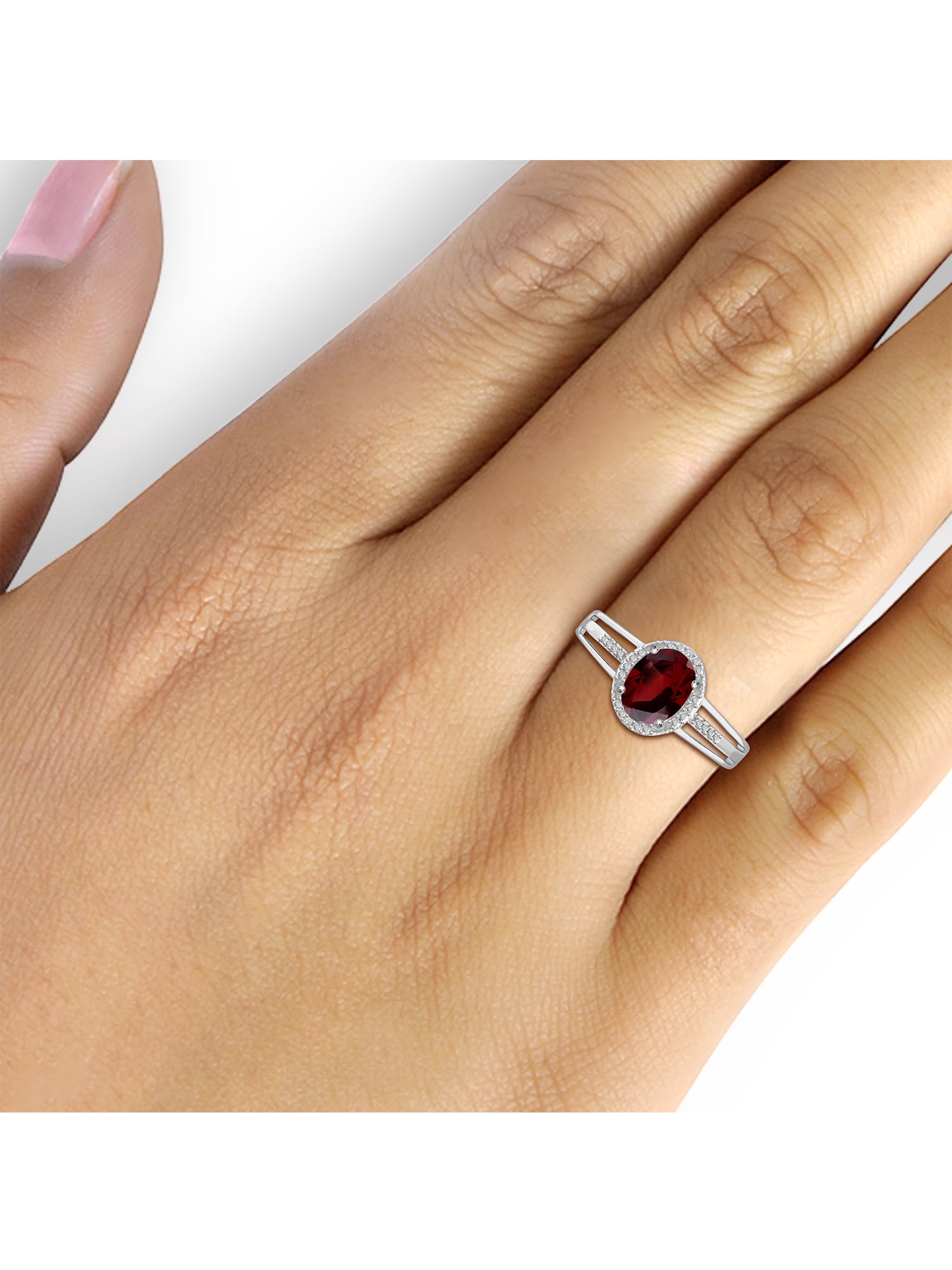 JewelersClub 1 1/2 Carat T.G.W Garnet And White Diamond Accent Sterling Silver Ring