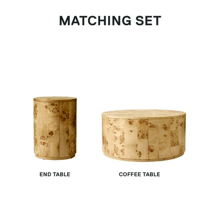 Better Homes & Gardens Burlwood Round End Table, Light Burl Wood Veneer