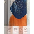 thumbnail image 7 of Navy Blue Burnt Orange Semi Sheer Curtains 84 Inch Length 2 Panels Set, Artwork Geometric Contemporary Sheer Kitchen Curtain Privacy Voile Window Curtain for Living Room Bedroom Rod Pocket Drapes, 7 of 7