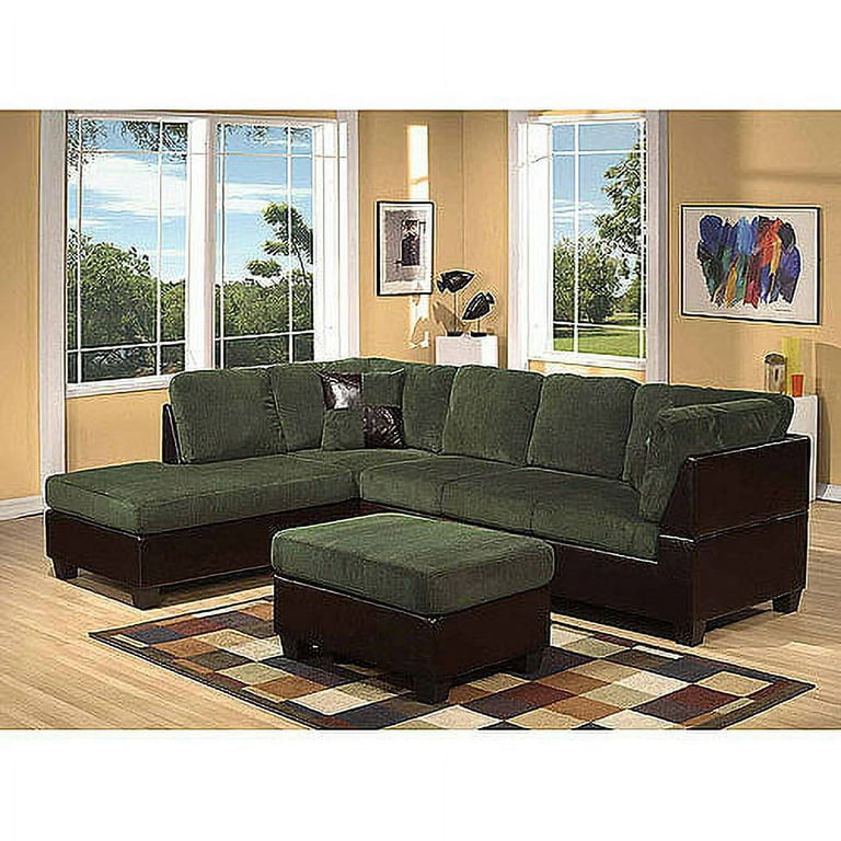 Faux Leather Sectional Sofa Olive Gray