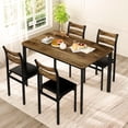 thumbnail image 2 of MIERES Dining Table Set for 4, 5-Piece Modern Wooden Kitchen Dining Set, Includes 4 PU Leather Upholstered Chairs, Space-Saving Kitchen Dining Set Ideal for Apartments – Brown, 2 of 9