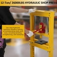 thumbnail image 3 of Hydraulic Press 6 Ton/12 Ton Hydraulic Shop Press, H-Frame Garage Floor Benchtop Press Adjustable Shop Press with Plates, Adjustable Working Table Height, for Gears and Bearings, Yellow, 3 of 8