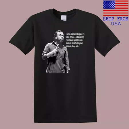 George Carlin Stand Up Comedian Men's Black T-Shirt Size S-5XL