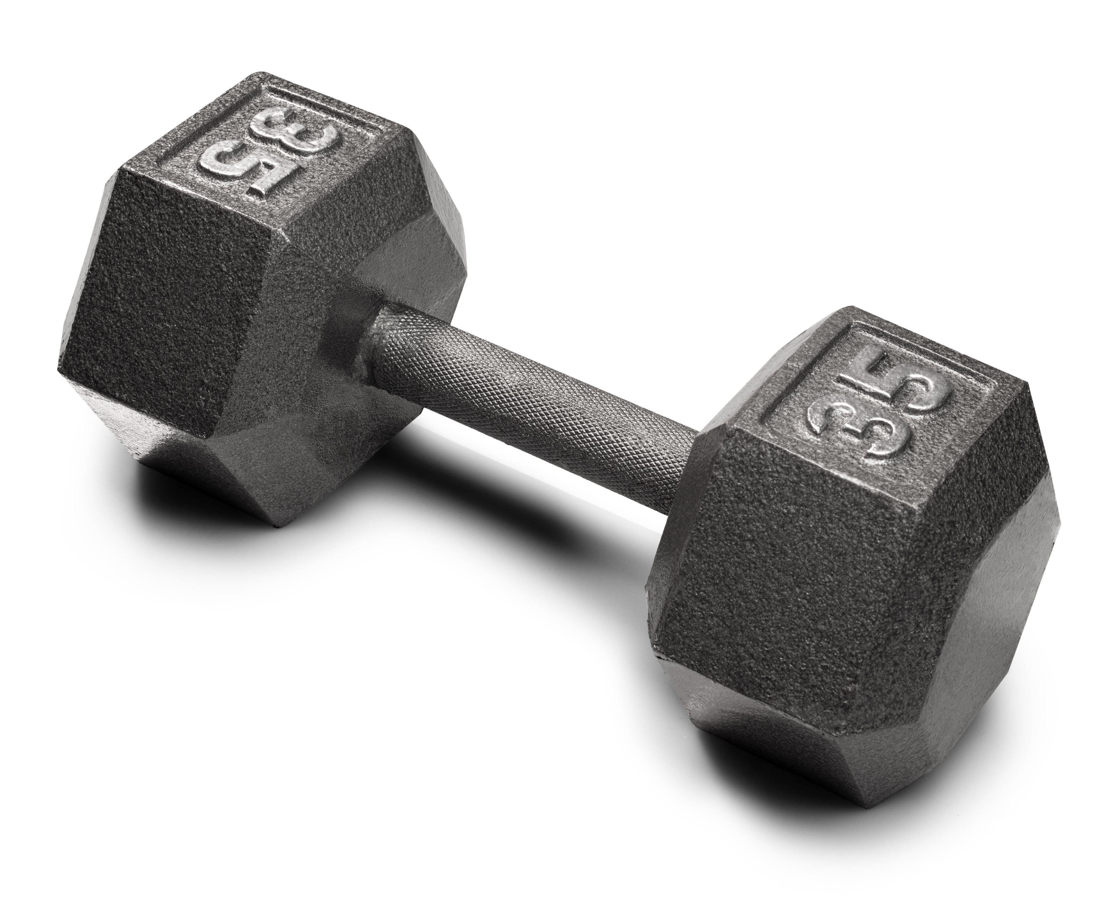 Weider Cast Iron Hex Dumbbell with Knurled Grip, 35 lbs