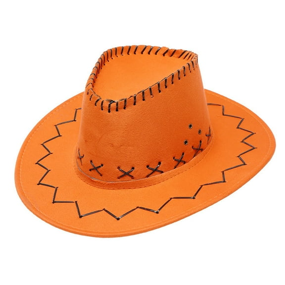 Men's Cowboy Hat Leather Cowboy Hat Orange Hat Cowboy Accessories for Men One Size