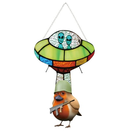 

Home Decoration Craft Ufo Alien Cow Pendant Ornaments Alien And Cow Stained Window Panel Painted Ufo Pendant For Windows Doors Home Decoration