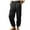 Black, variant on Ohufall Cotton Linen Pants for Women Summer Solid Casual Outdoor Beach Pants Fashion Loose Comfortable Drawstring Elastic High Waist Pants with Pockets