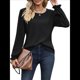 thumbnail image 2 of Camisas de Larga para Mujer, Cuello Redondo, Túnicas Informales Holgadas, Blusas Elegantes para el Trabajo, Ropa de Moda de Otoño 2025 Negro XL, 2 of 10
