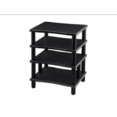 UPC: 0889028133279 | Monoprice Monolith 4 Tier Audio Stand XL – Black  Open Air Design  Each Shelf Supports Up to 75 lbs.  Perfect Way to Organize AV Components