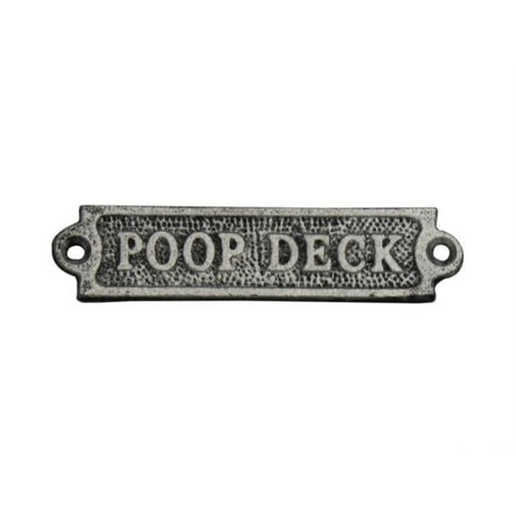 Handcrafted Model Ships K-0164-silver 6 in. Cast Iron Poop Deck Sign - Rustic Silver