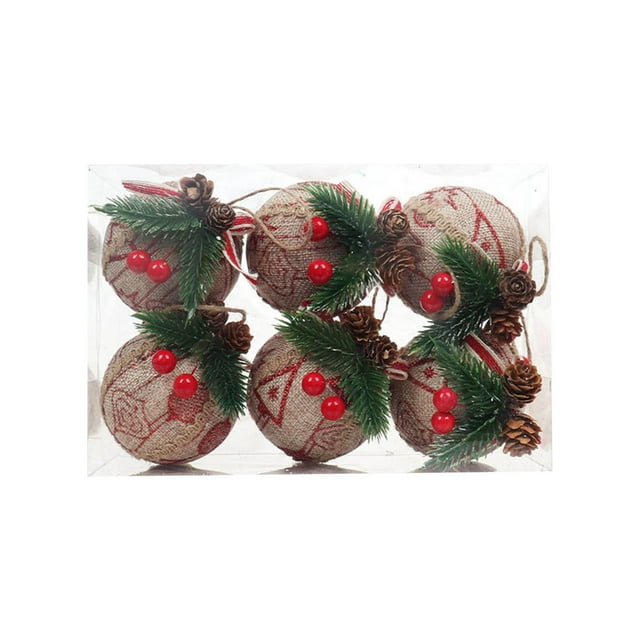 6 piezas de bolas de Navidad, adornos navideños hechos a mano, para colgar en interiores y exteriores, para fiestas, bodas, Halloween, Acción de Gracias, San Valentín.