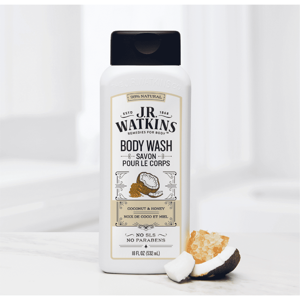 J.R. Watkins Daily Moisturizing Body Wash, Coconut Milk & Honey, 18 oz