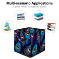 thumbnail image 2 of Peacock Feathers Foldable Toy Box with Handle, 10.8"x10.5"x10.6", Large Capacity Cube Organizer Bins, 2 of 6