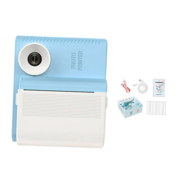 Cámara digital de impresión instantánea para niños, regalo con rollos de papel, 1080P, 720P Azul