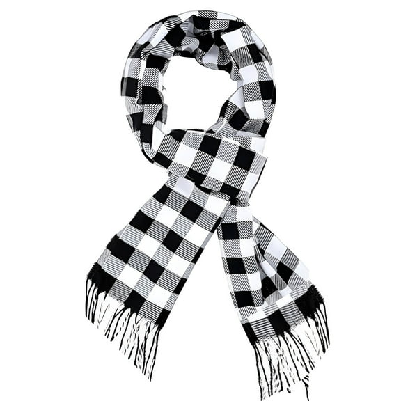 TELOLY Winter Kids Scarf Warm Shawls Scarves Parent-child Scarf Plaid Scarfs Small - Black and white check