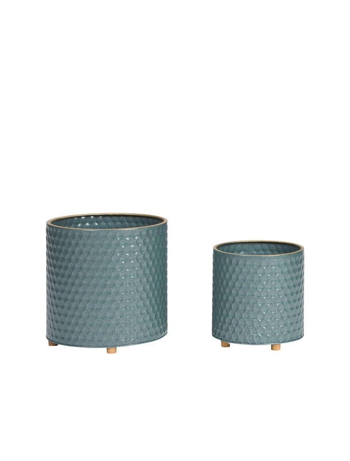 Rhys Blue-Green Planter Pot with Peg Leg Planter Base - (Small & Medium Set)