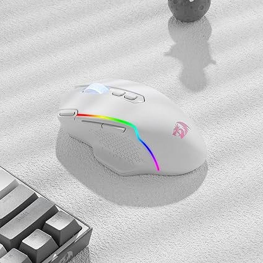 Redragon M810 Pro Wireless Gaming Mouse, 10000 DPI Wired Gamer Mouse w/ Rapid Fire Key, 8 Macro Buttons, Black/White Mouse