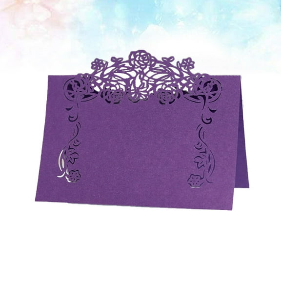 COSMOBETTY 50Pcs Name Table Setting Dark Purple Iridescent Paper for Gathering