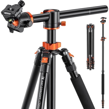 Tall K&F CONCEPT Aluminium Camera Tripod with Detachable Monopod Black