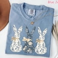 thumbnail image 3 of Floral Bunny Easter T Shirt Cute Spring Rabbit Graphic Tee for Women, 3 of 7