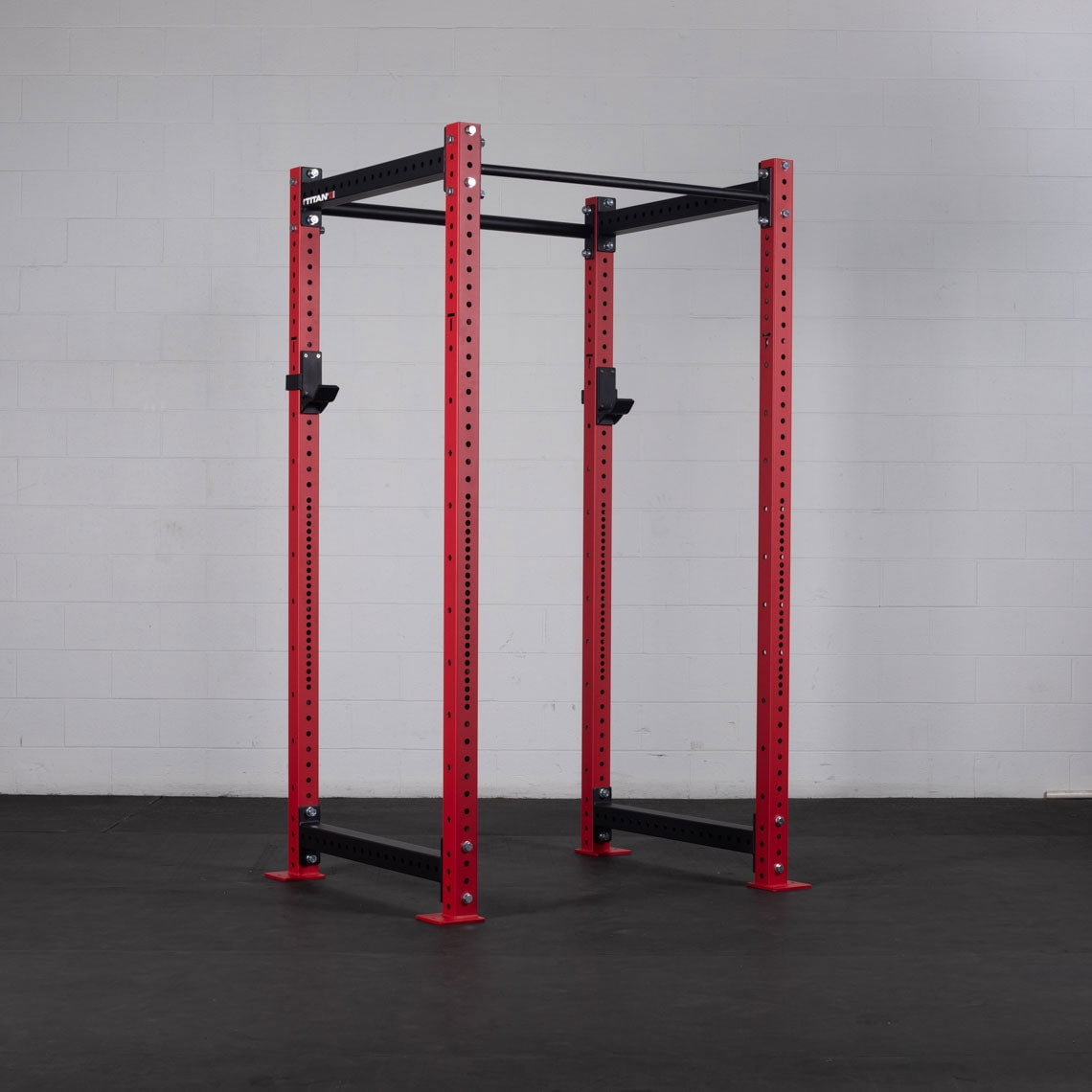 Titan Fitness X-3 Series 90" Red Bolt-Down Power Rack, 36" Depth, Rackable 1650 LB Cage, 1.25" and 2" Pull Up bars, Standard J-Hooks, Weight Plate Holders, Weightlifting and Strength Training