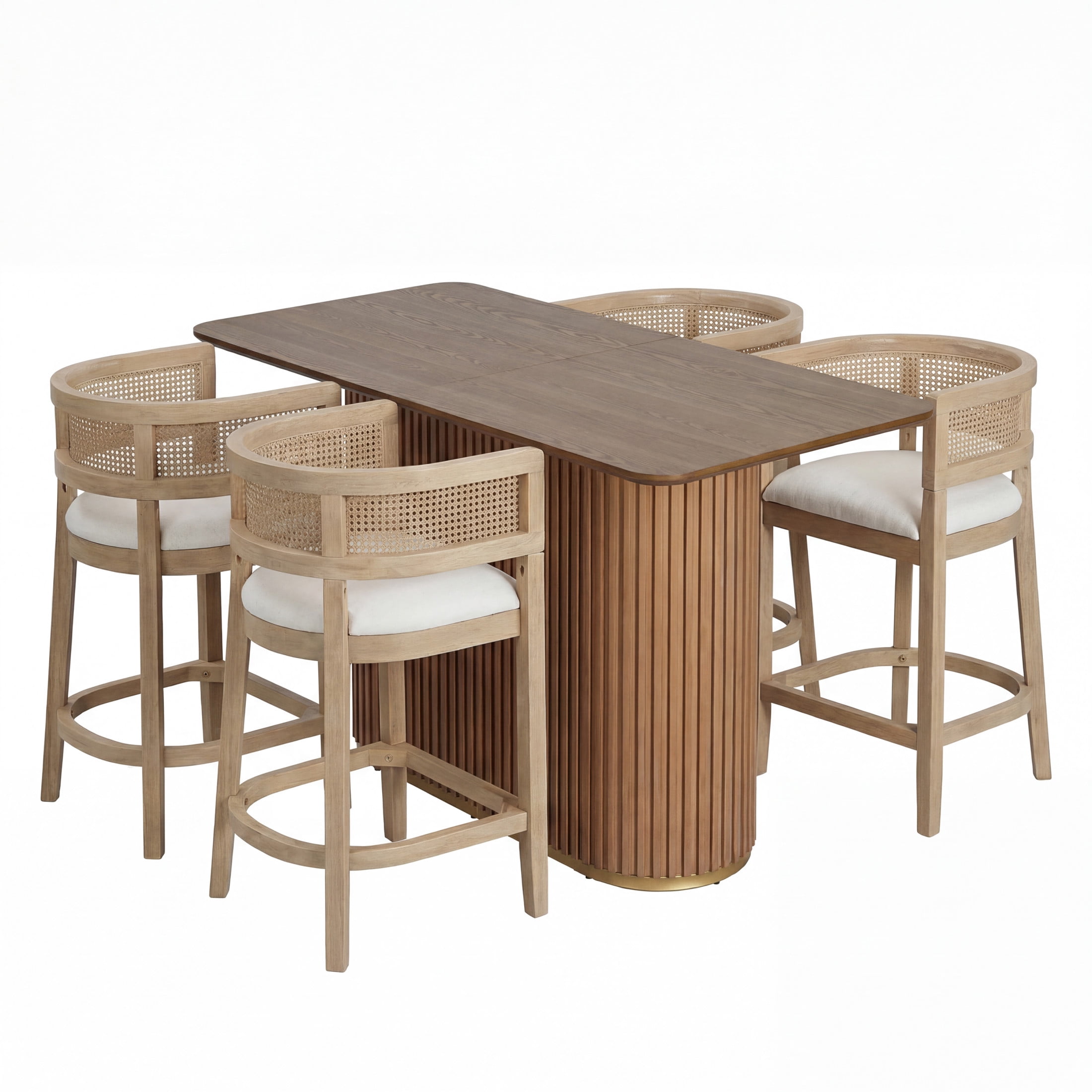Christopher Knight Home 5-Piece Modern Counter Height Dining Set with Round Arms, Seats 4, Light Ash
