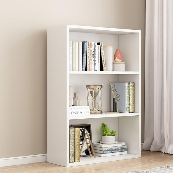 3 Shelf Bookshelf,Wood Tall Bookshelf and Bookshelves, 3-Tier Cube Display Shelves,Multifunctional Storage Organizer Shelving for Bedroom Library Living Room Home Office