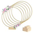 thumbnail image 1 of 6 Pieces 8 Inch Metal Floral Ring Centerpiece Strips 6 Wooden Stands for Table Decoration DIY Decorative Wall Hanging, 1 of 5